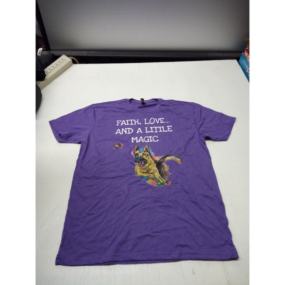 Next Level Apparel Large Purple Graphic Crew-Neck T-Shirt Faith Love and a littl - Picture 1 of 5